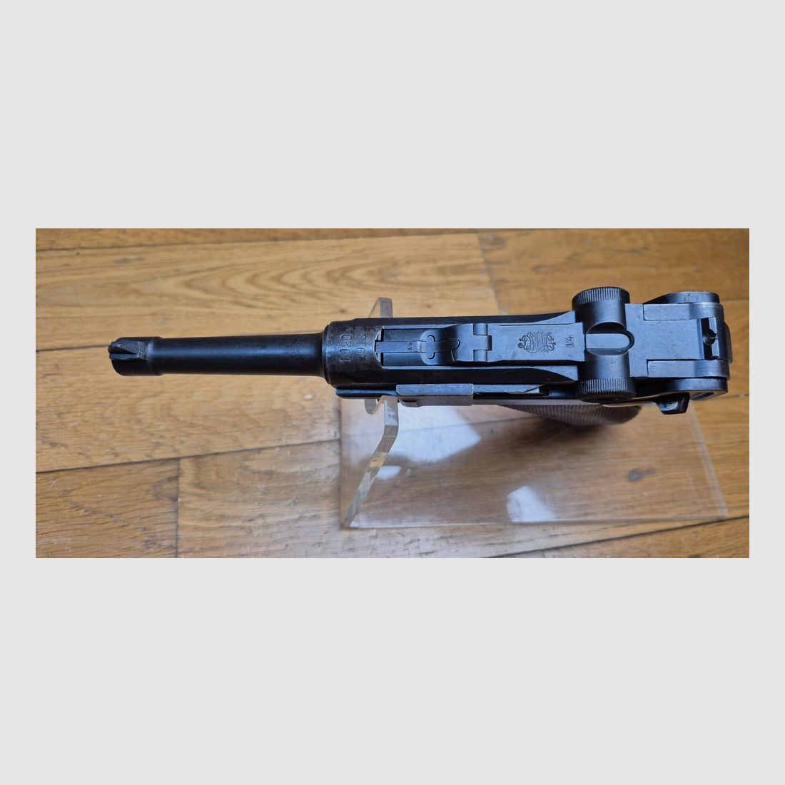 Sehr schöner Luger P08 Pistol Erster Weltkrieg – Herstellung DMW von 1918, 1920 in die Reichswehr integriert – Vollständig monomatrikuliert einschließlich Magazin (selten!) – Sehr schöner Lauf – Seltene Stück aufgrund seiner Geschichte und seines Zustands -TBE-/TBE, Bild 1 von 24