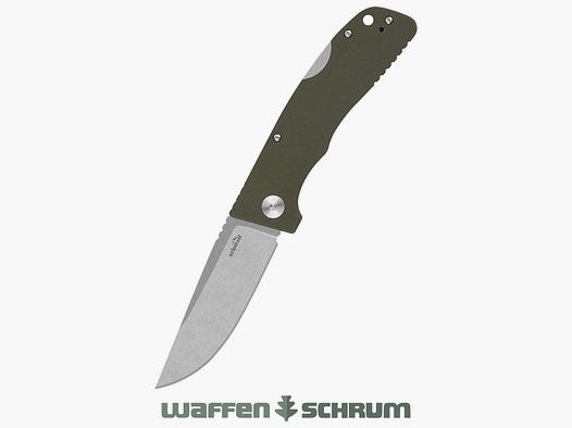 Couteau de poche Schnitzel Outdoor KVAR vert en acier inoxydable 14C28N avec finition stonewash