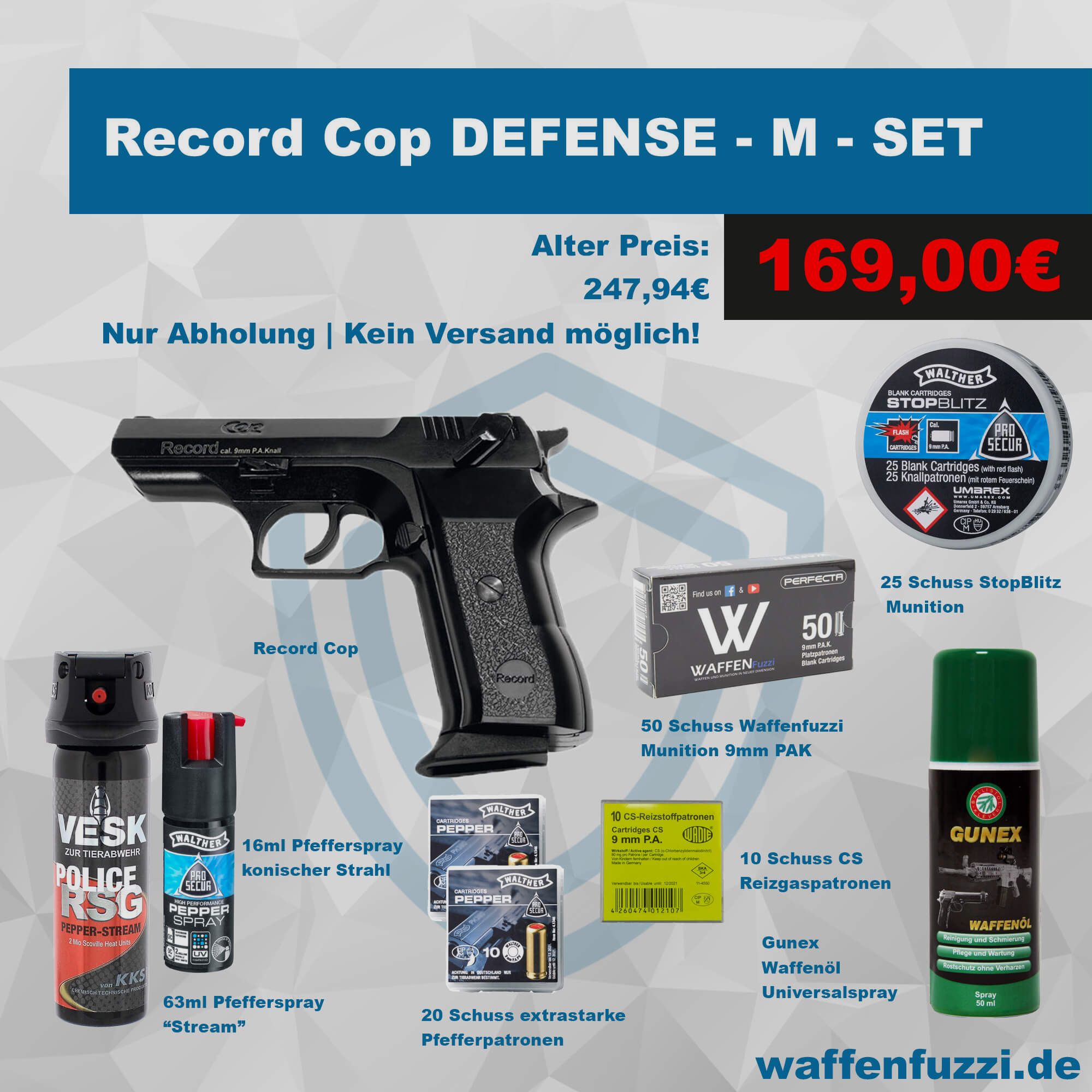 Record Cop Defense Set de Pistolets à Blanc "M" Calibre 9mm PAK