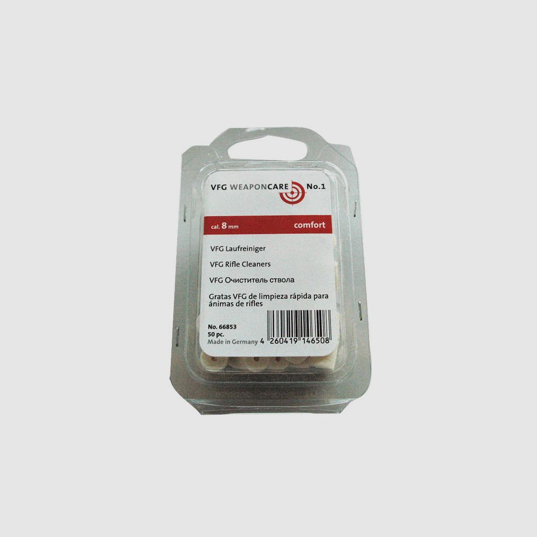VFG limpiador de cañón de fieltro calibre 8mm Comfort 50 piezas