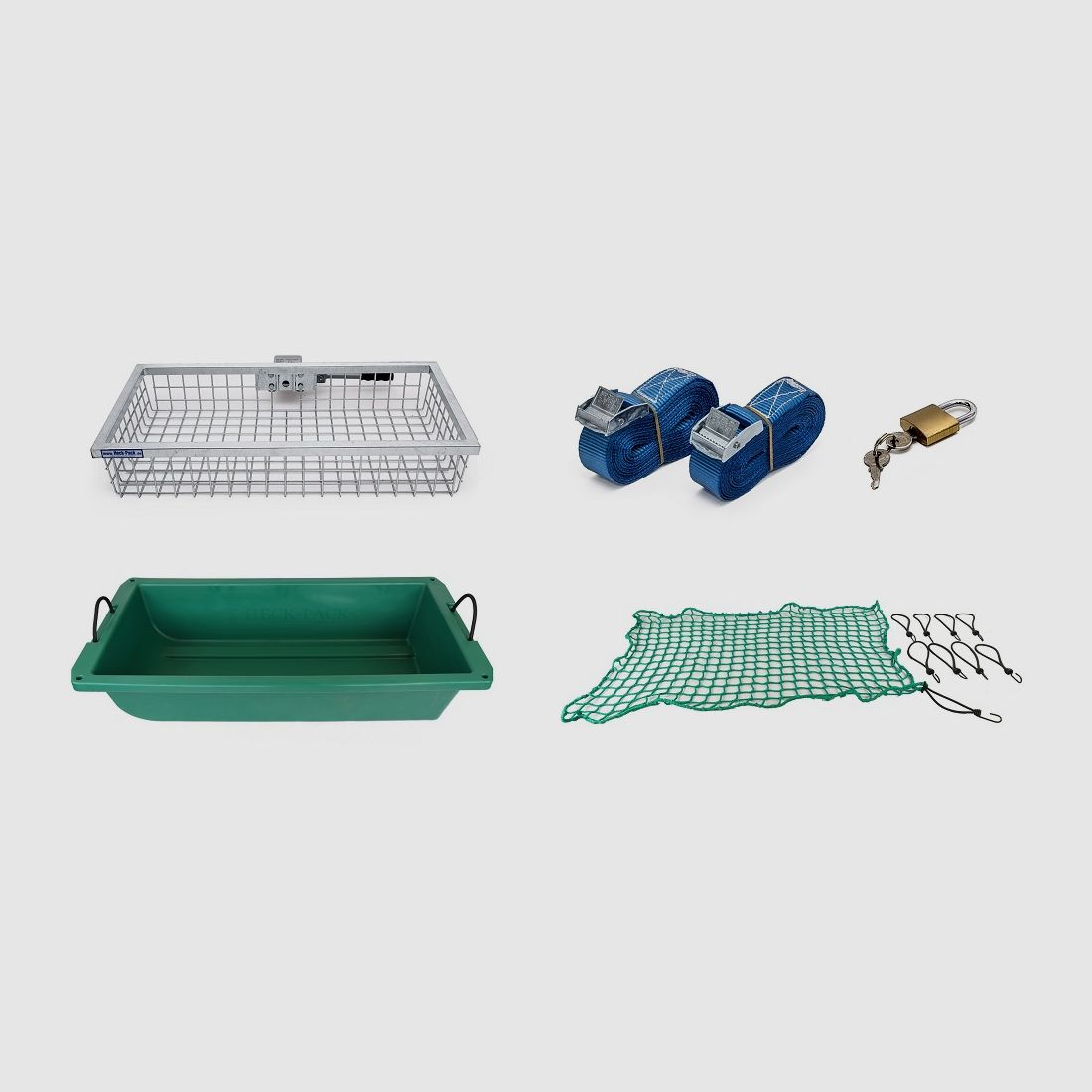 Zestaw Jungjäger Heck-Pack: uchwyt tylny + wanna na dzikie zwierzęta + siatka ochronna (1000x500x175mm)