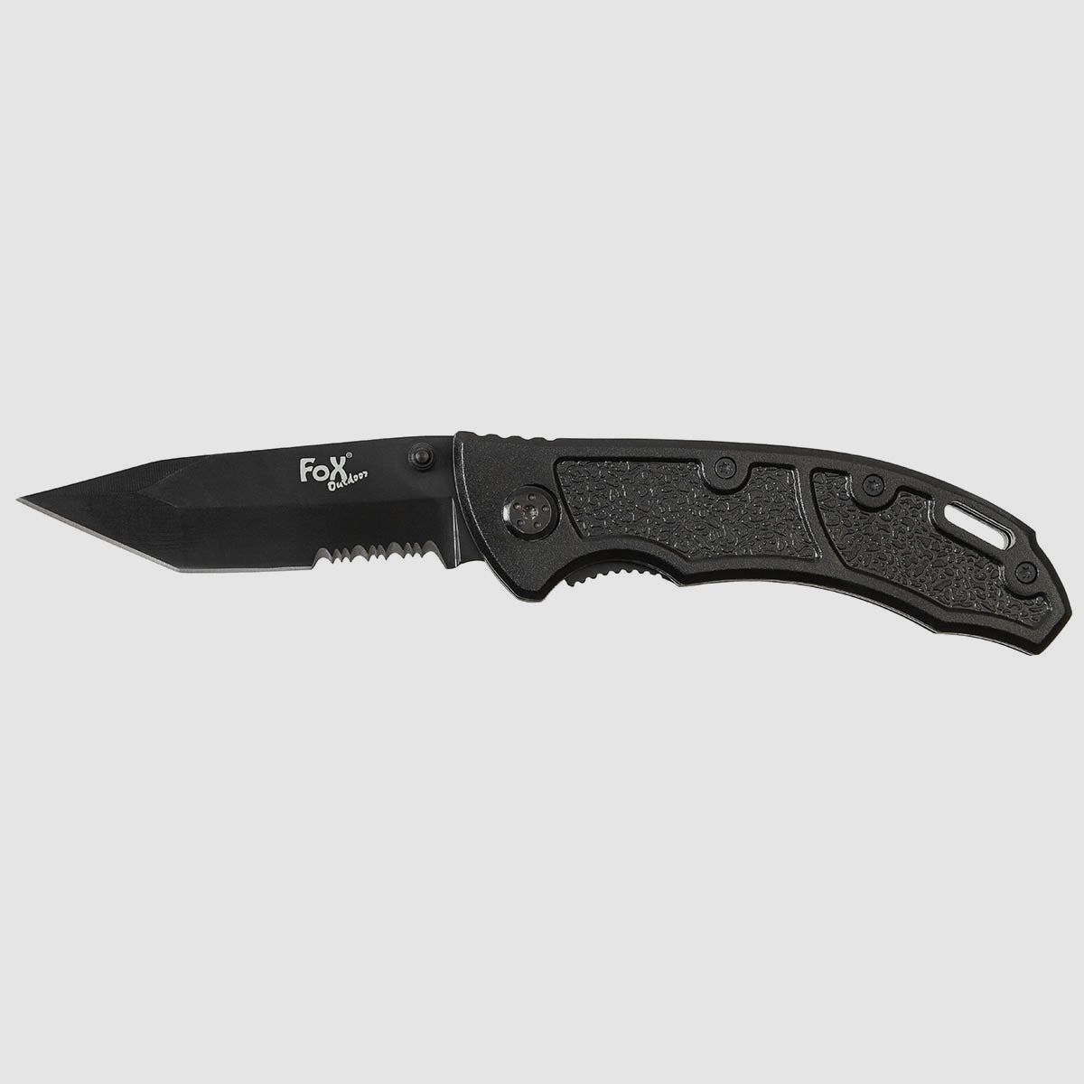 Folding knife, one-handed, black, metal handle