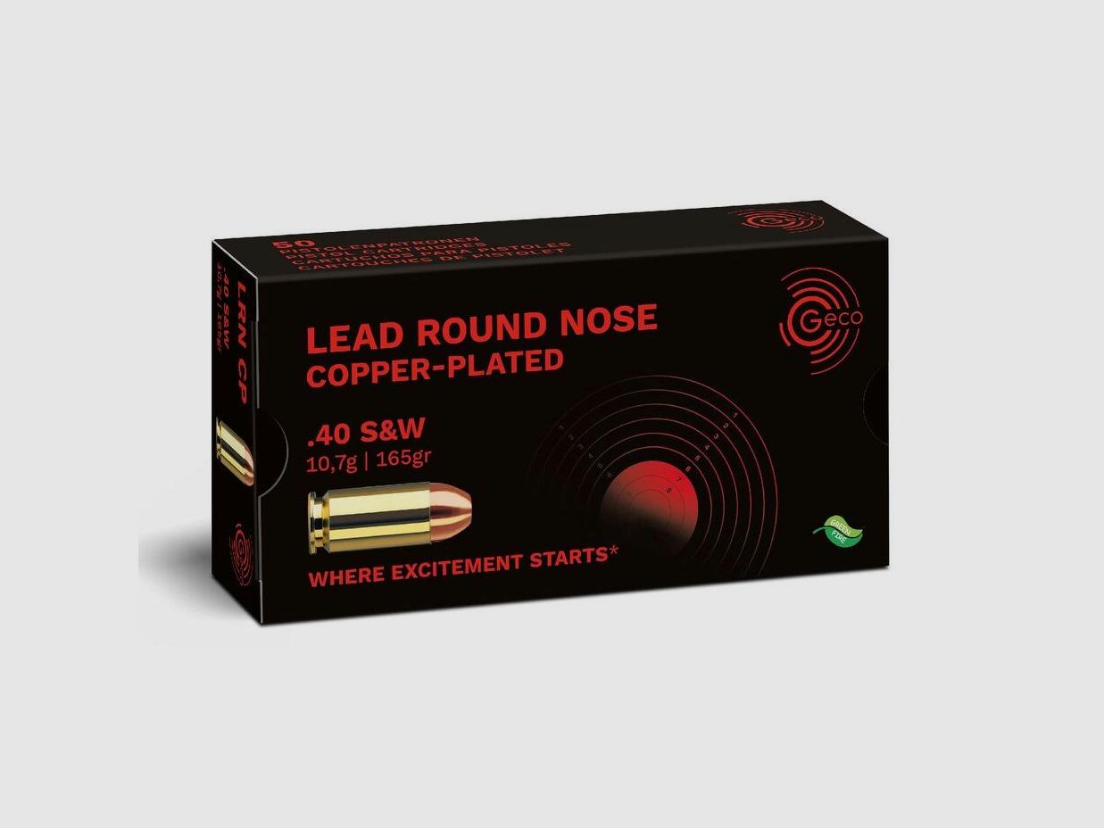 Geco .40 S&W Lead Round Nose, copper-plated 10,7g/165gr 50 Stk.