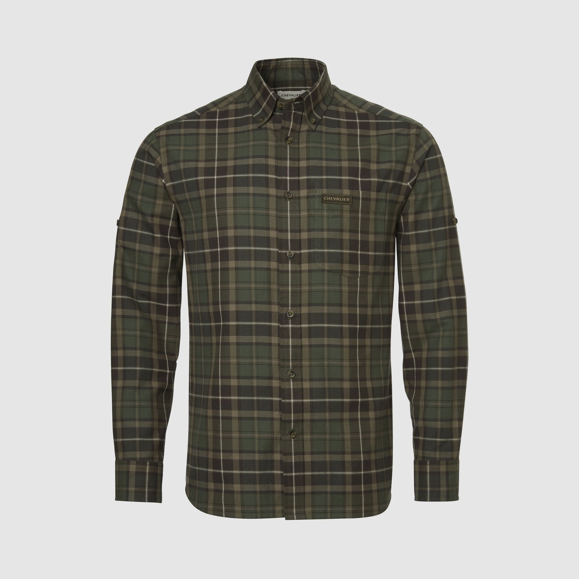 Chevalier Teal Light Flanellhemd Herren, XL, Olive Green Checked