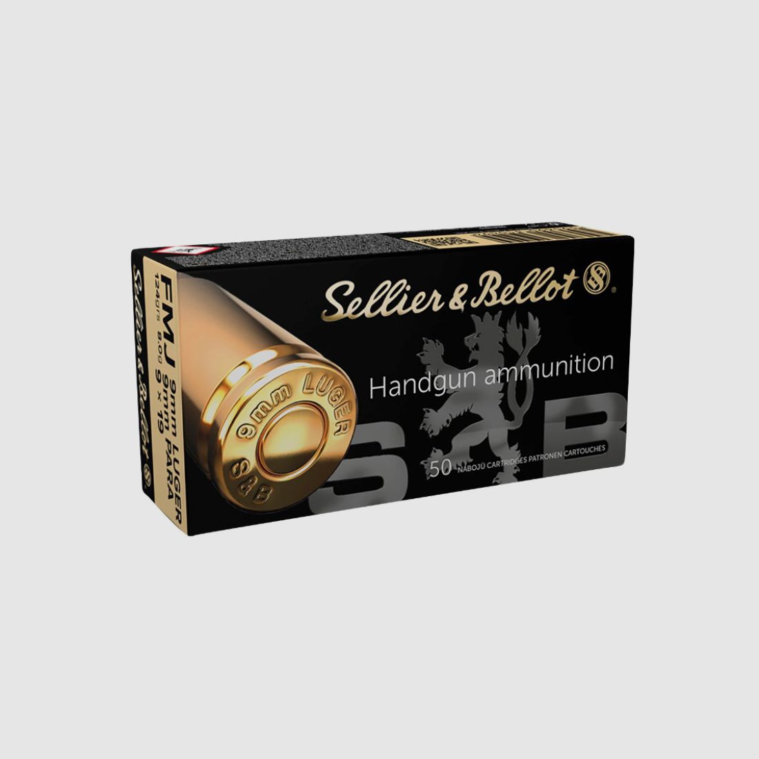 S & B 9 mm Luger Vollmantel 8,0g/124grs. - 50 Patronen
