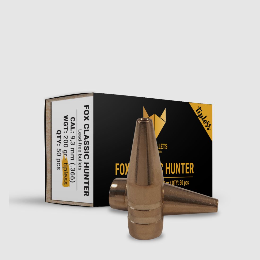 Fox Bullets Classic Hunter Tipless .366 13,0 g / 200 gr projectiles sans plomb – 50 pièces