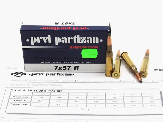 Prvi Partizan, 7x57R, SP, 173 gr/11.2g., 20 pz.