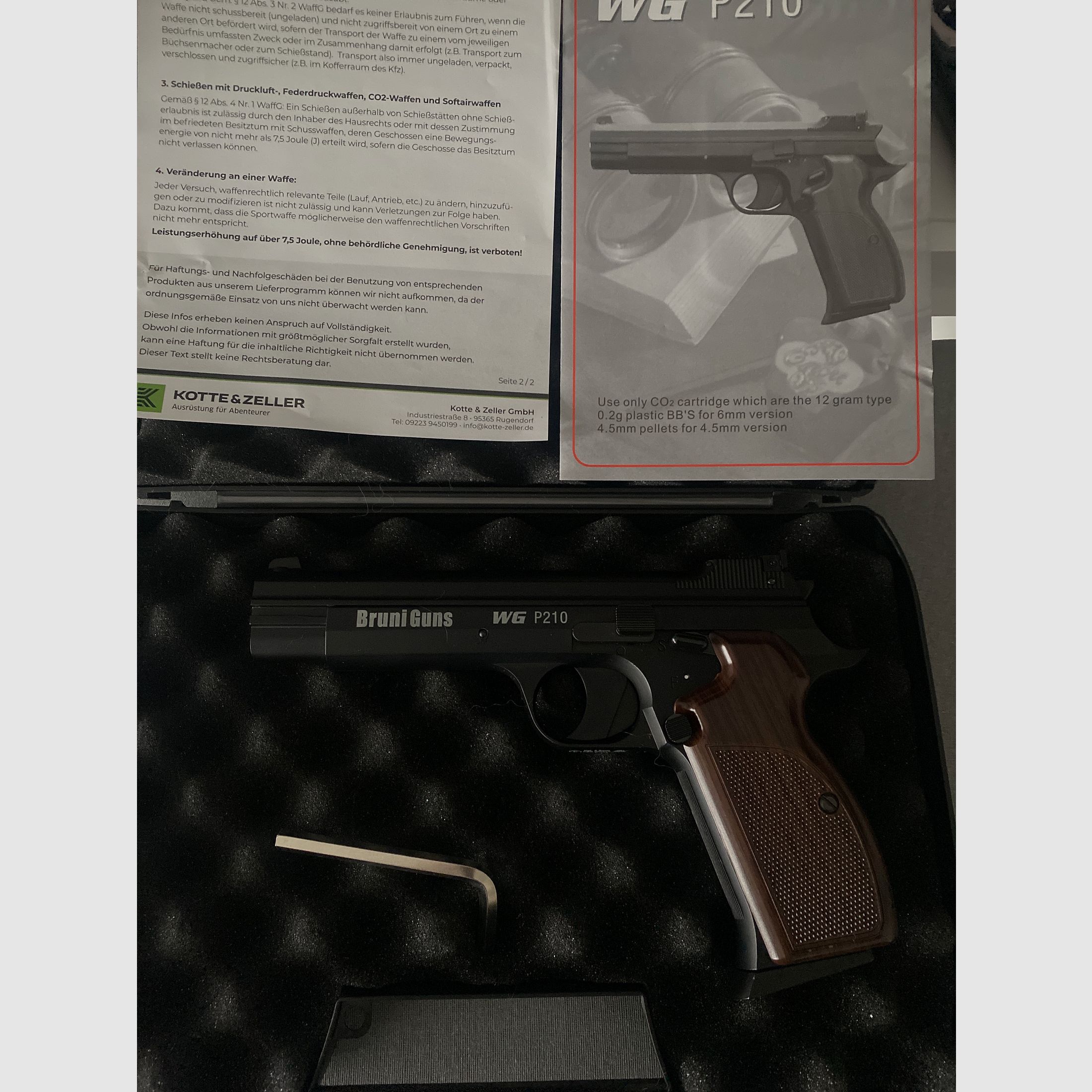 Bruni Guns P210 CO2 air pistol cal. 4.5mm BB blowback full metal black