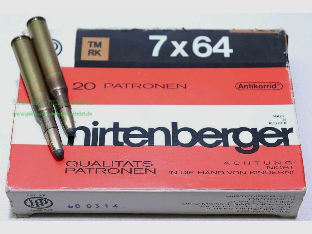 Hirtenberger / Austria rifle cartridges 7x64 9.0 g TMR