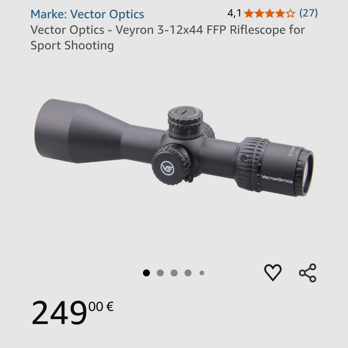Victor Optics Veyron 3-12x44 Zielfernrohr mit verstellbaren Montagen