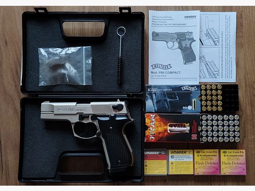 Walther P88 Schreckschuss Pistole 9mm P.A.K. bicolor/vernickelt Neuwertig!!
