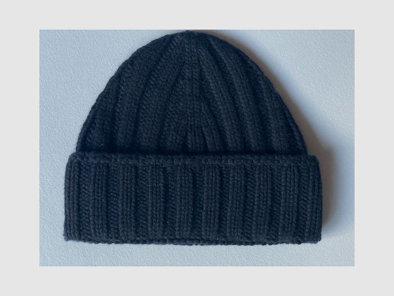 ROSI COLLECTION Berretto in Cashmere a Coste Blu Scuro