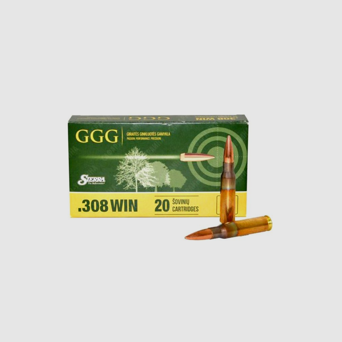 .308 Win GGG ammunition 180 gr 11.66 g HPBT GPX16
