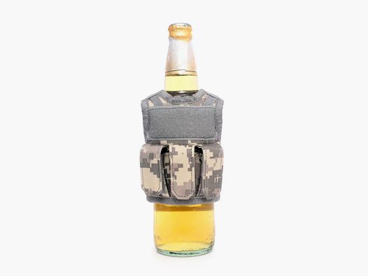 Mini Tactical Schutzweste mit Fronttaschen für Bierflasche / Weinflasche / Thermosflasche - Digital-ACU