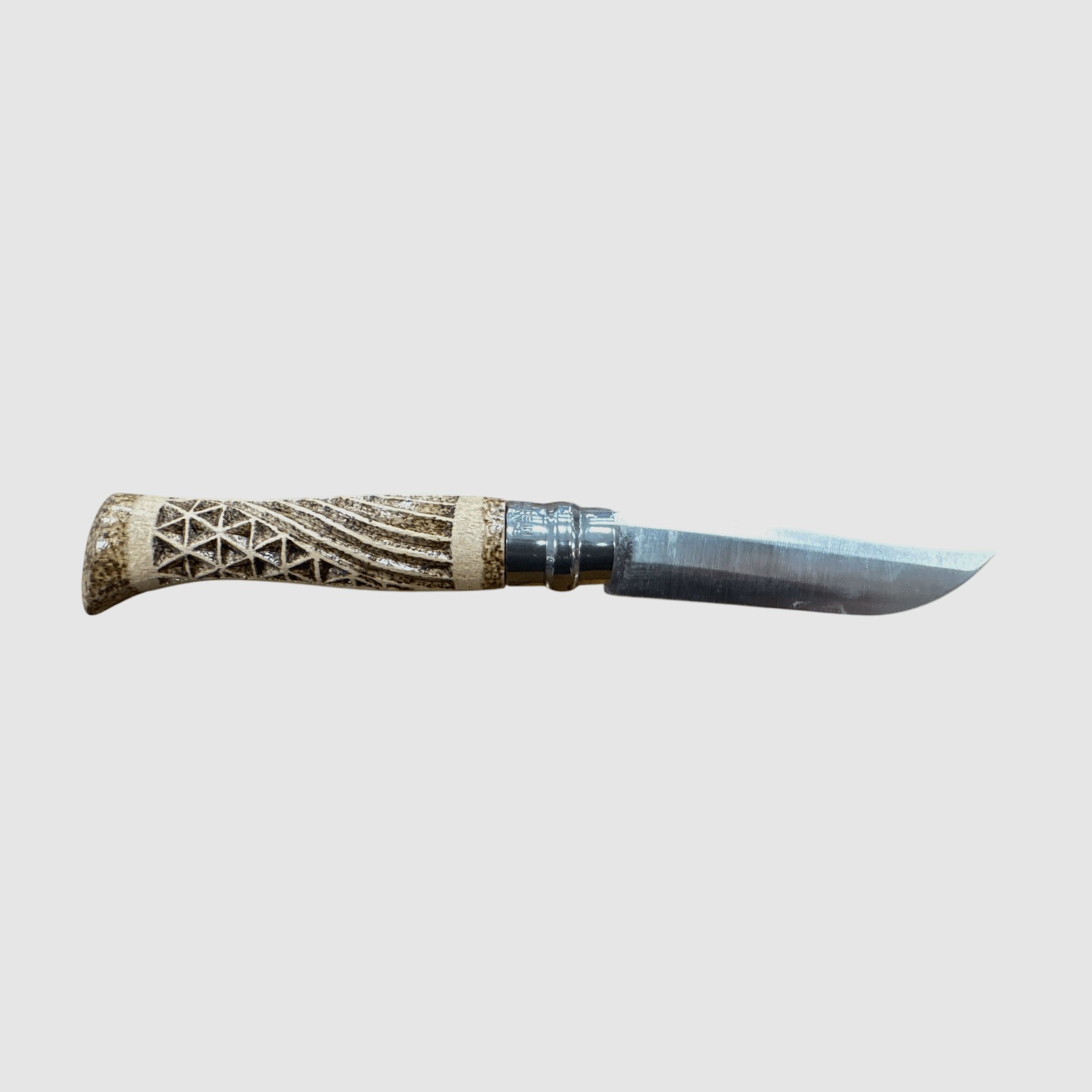 KNIFE – OPINEL – N.9 INOX HANDMADE WITH DOUBLE CARVING + PYROGRAPHY, image 4 of 4