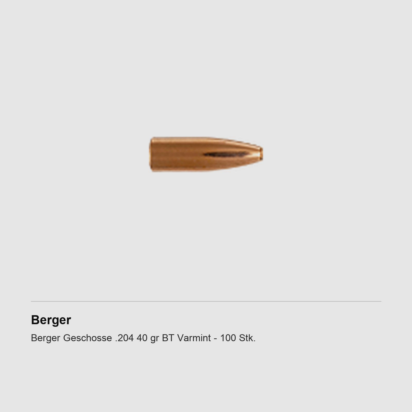 Berger Geschosse .204 40 gr BT Varmint – 100 Stk.