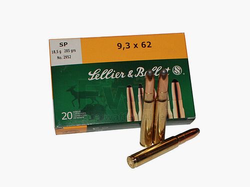 Patronen 9,3 x 62 Teilmantel 18,5g/285grs 20 Stück - Sellier & Bellot