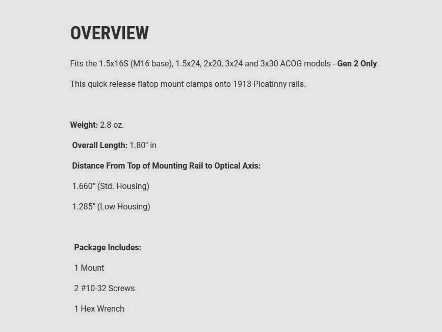 ACOG Compact Mount High Pic Black, image 4 sur 4