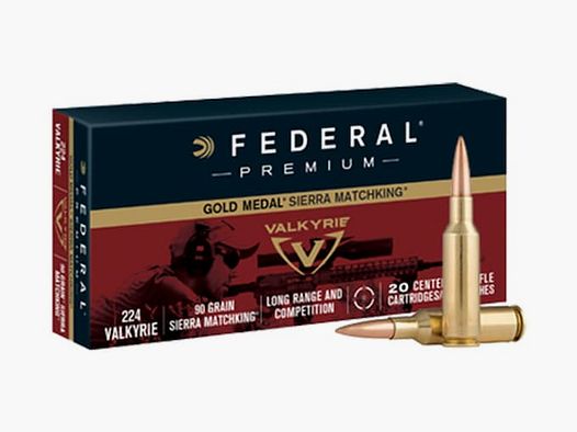 Federal Premium Gold Medal Sierra MatchKing .224 Valkyrie 90GR BTHP 20 patronen