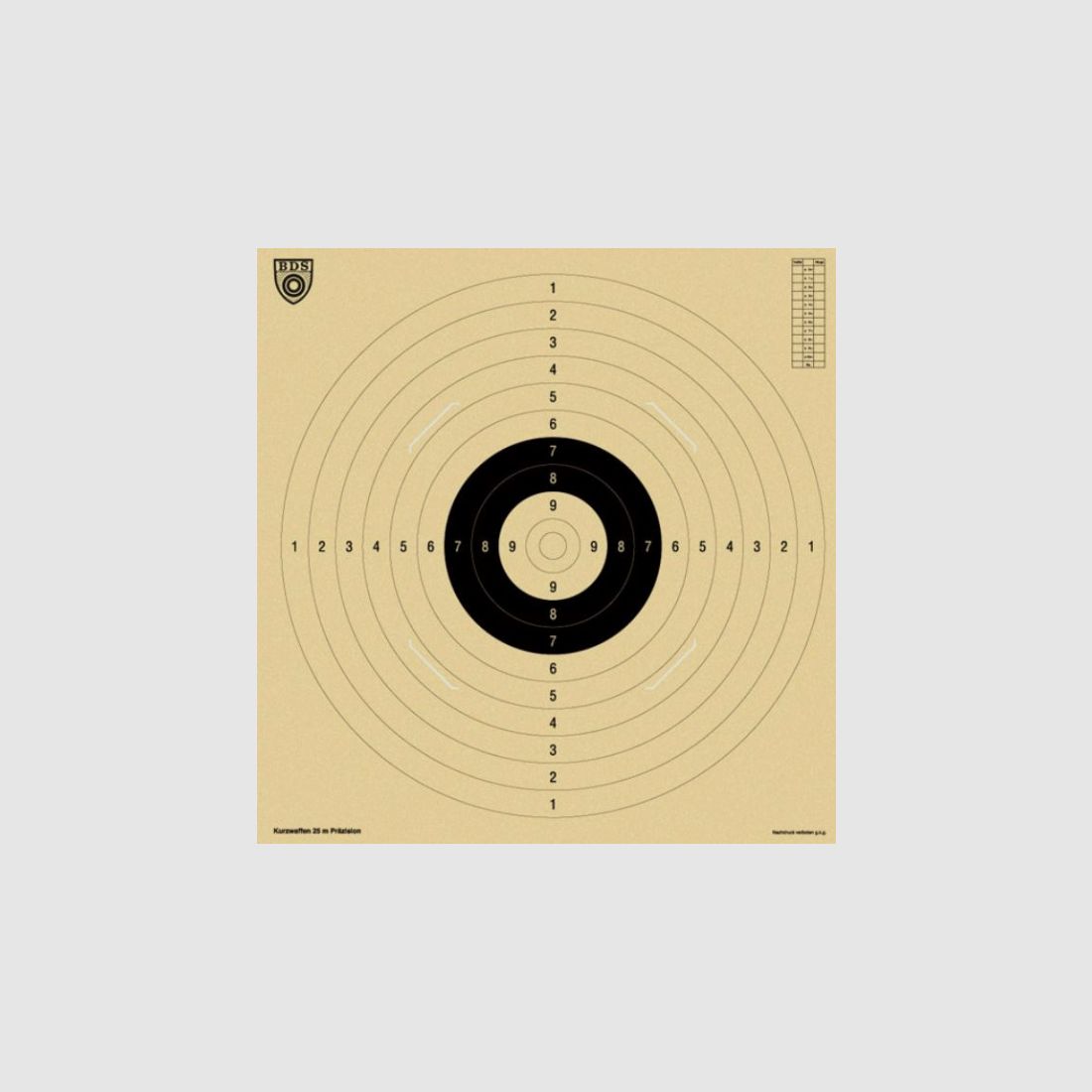 BDS KURZWAFFEN-SCHEIBE (Z 9) - 55x52CM - MIT SCHLITZ - 1 STÜCK