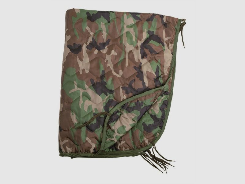 Poncho Liner – Steppdecke – Woodland - 210x150cm + Packsack