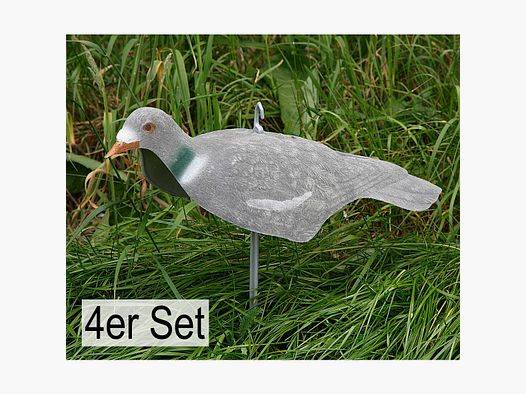 Wood Pigeon Half Shell Flocked (Set of 4)