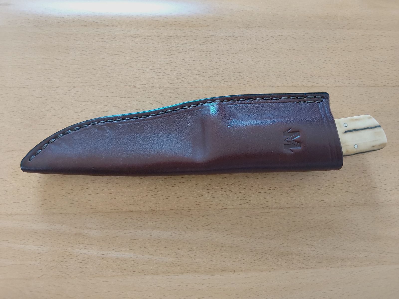 Handgefertigtes Jagdmesser, Stahl CPM 420V, Griffmaterial aus Mammutelfenbein