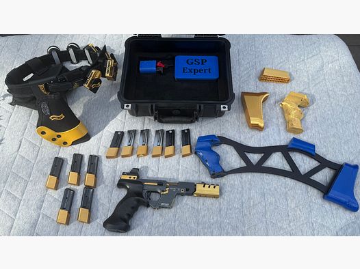 Walther GSP Expert  .22lfb  sehr guter Zustand, sehr viel Zubehör Einzigartiges Aussehen mit Anschlagschaft