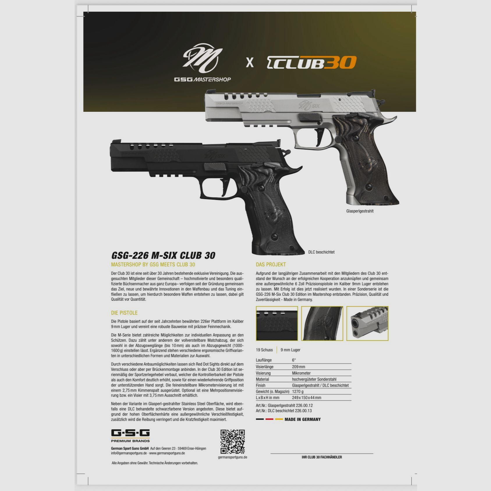 GSG-226 M-SIX CLUB 30 9mmLuger Pistola, immagine 3 di 13