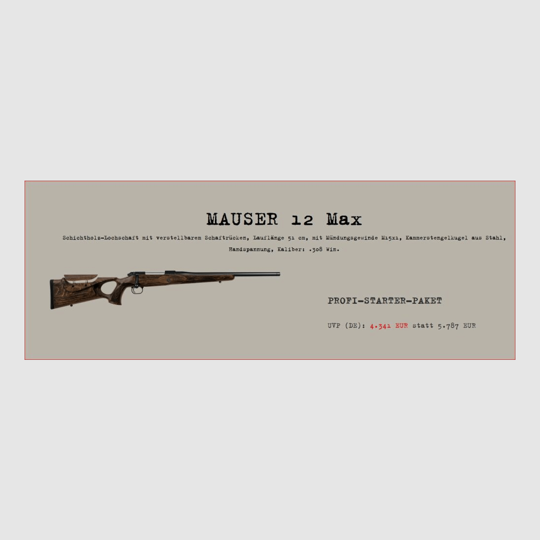 Mauser M12 Max; Profi-Starter-Paket M12 Max; Minox RS6 2,2-14x50; Schalldämpfer