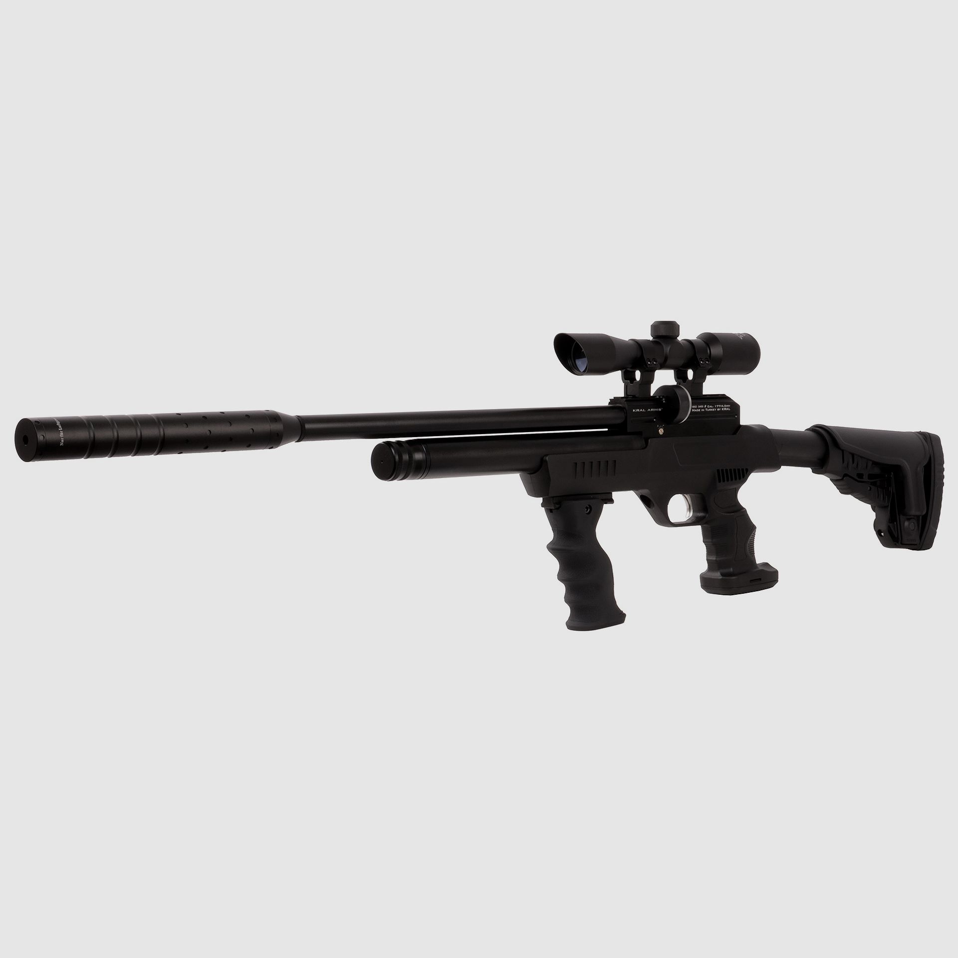 Pressluftgewehr Kral Arms Puncher NP-03 Carbine SWS-Set inklusive Zielfernrohr SchalldĂ¤mpfer und Combat-Griff Kaliber 4,5 mm (P18)