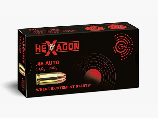 Geco Hexagon 13g/200grs à50 .45 Auto