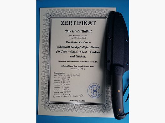 Il coltello di -HighlandeR- è realizzato in acciaio in polvere perfettamente bilanciato - Elmax (Böhler-Uddeholm - Sweden).