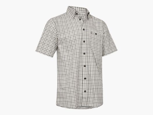 Gavin Short Sleeve Shirt - Beige Check - Men's Size: 41/42