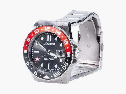 M+WATCH M+WATCH Armbanduhr Mondaine Aqua Steel 41 silberfarben rot