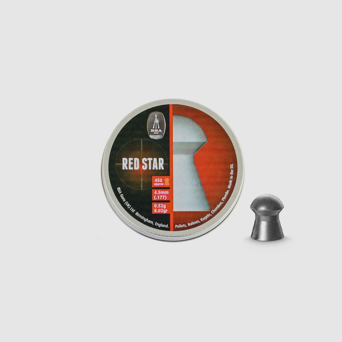 Rundkopf Diabolos BSA Master Red Star Kaliber 4,5 mm 0,52 g glatt 450 StĂĽck