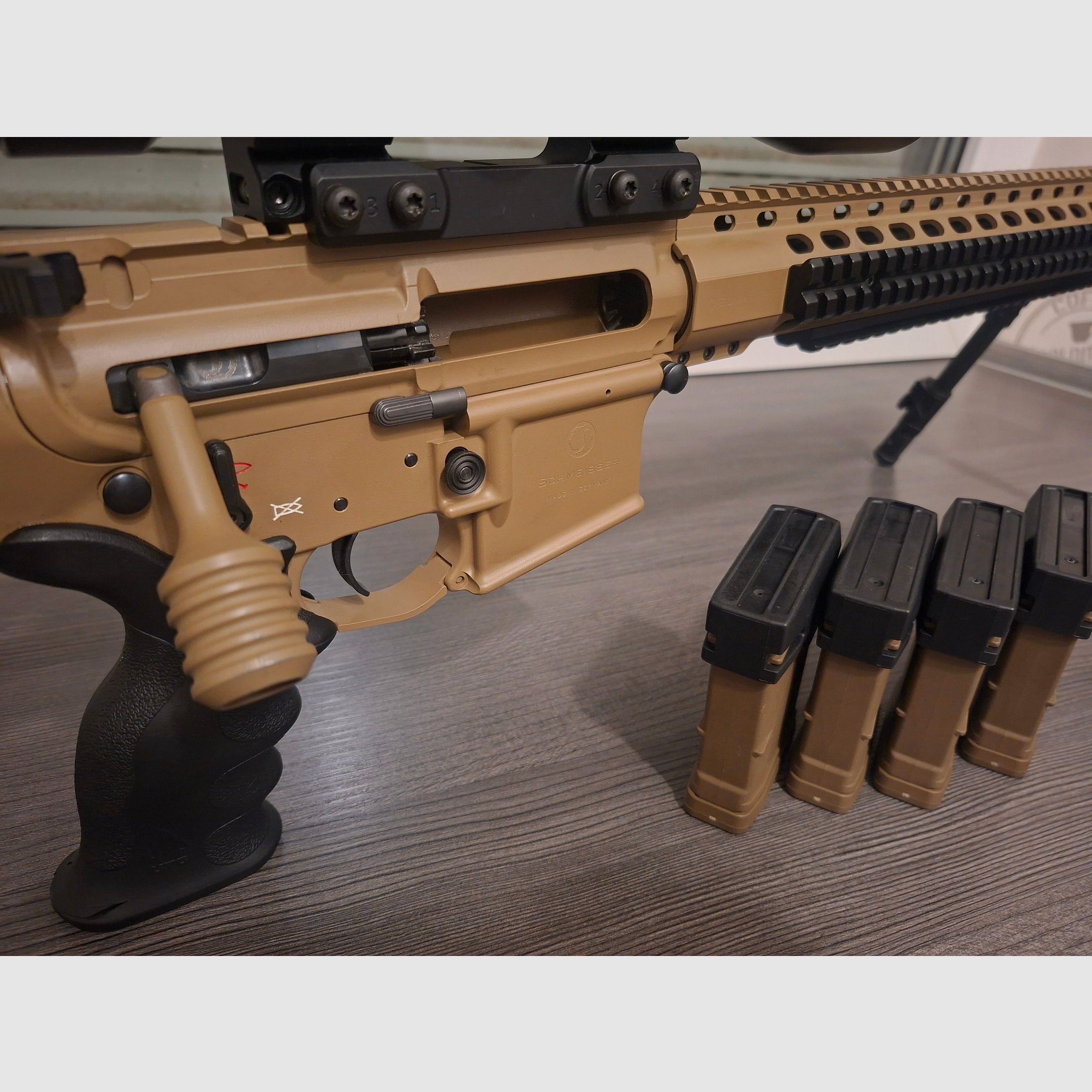 Schmeisser SP15 LMR, straight pull repeater, AR15 on yellow firearms ownership certificate, as new, RAL8000