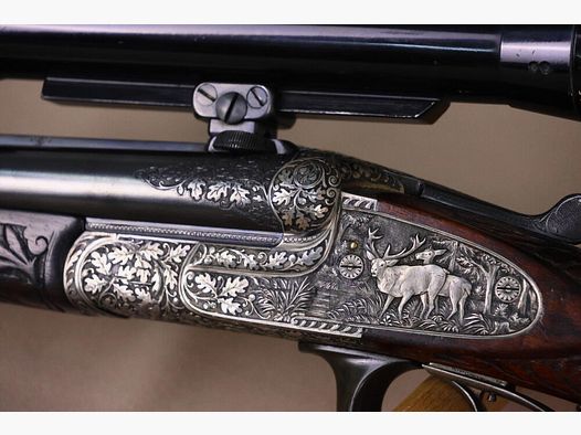 Zehner FFM Doppelbüchse // Exklusiv // Ejektor! // Tolle Gravur und Schaftholz !!