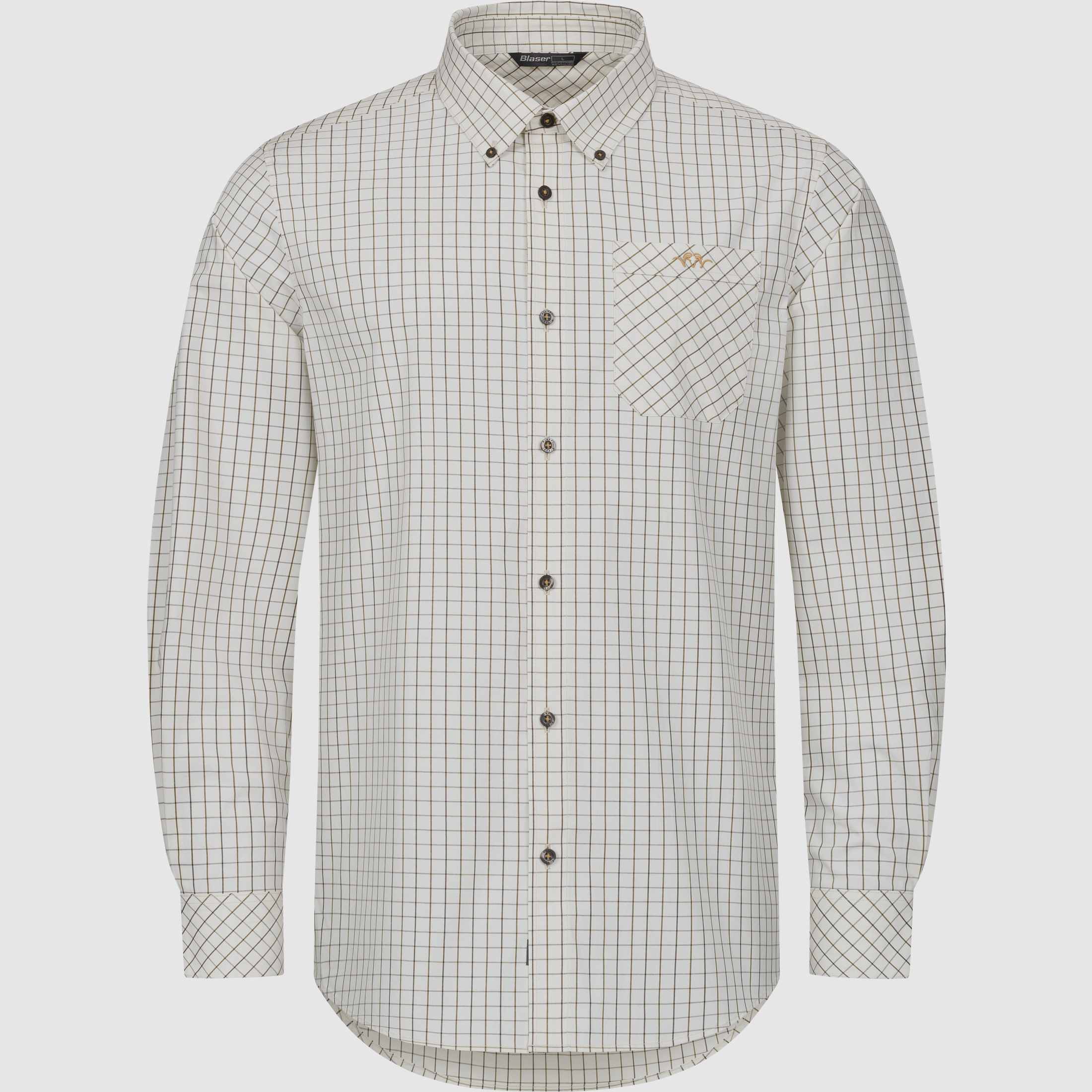 Chris Shirt Men Cream/Brown Checked L