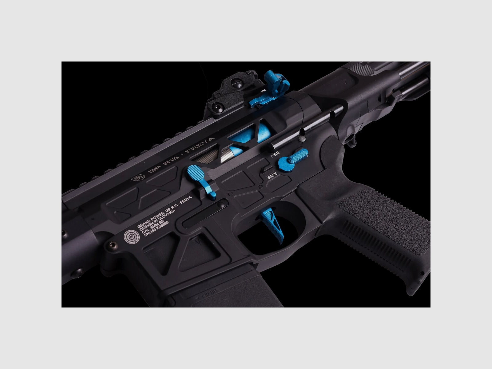GP R15 FREYA ALPHA Full Skeleton PDW 13" gen.2 M-LOK Czarny/Niebieski S-AEG Wolny od 18 lat -F- | Delta Armory