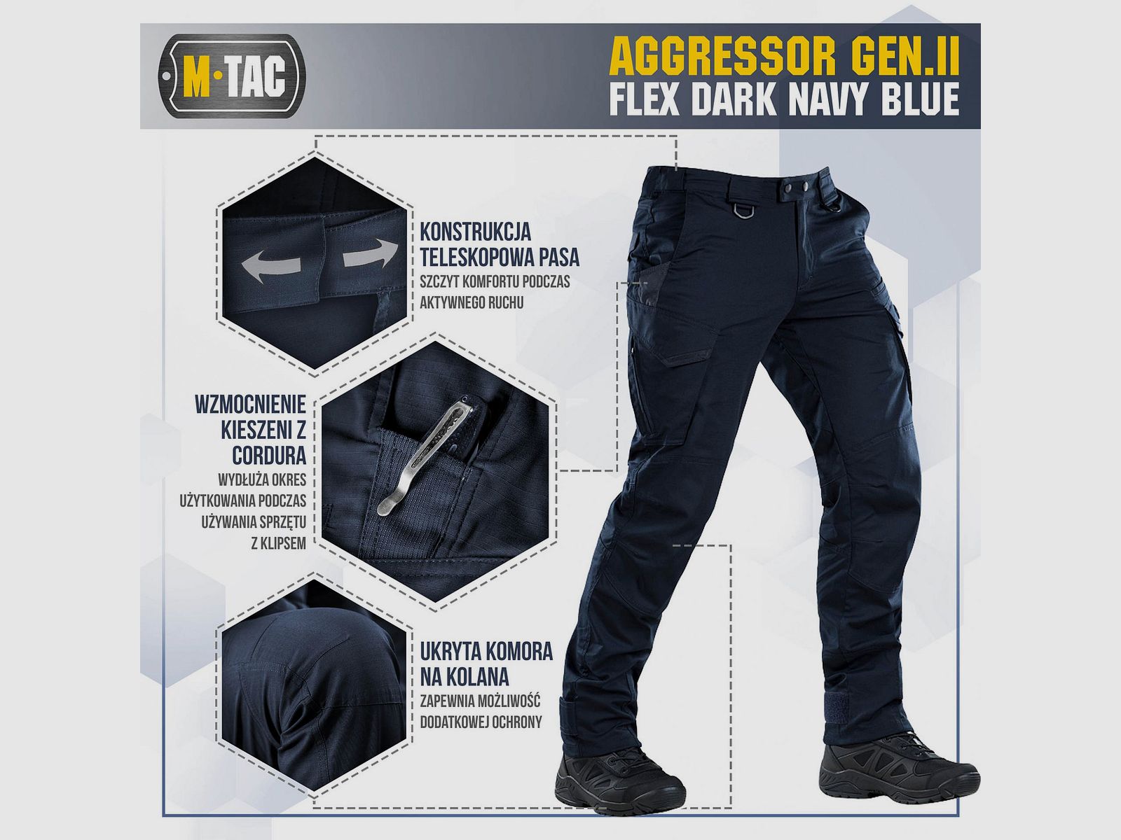 M-tac Aggressor Gen.II taktische Hose Dark Navy Blue, Bild 3 von 10
