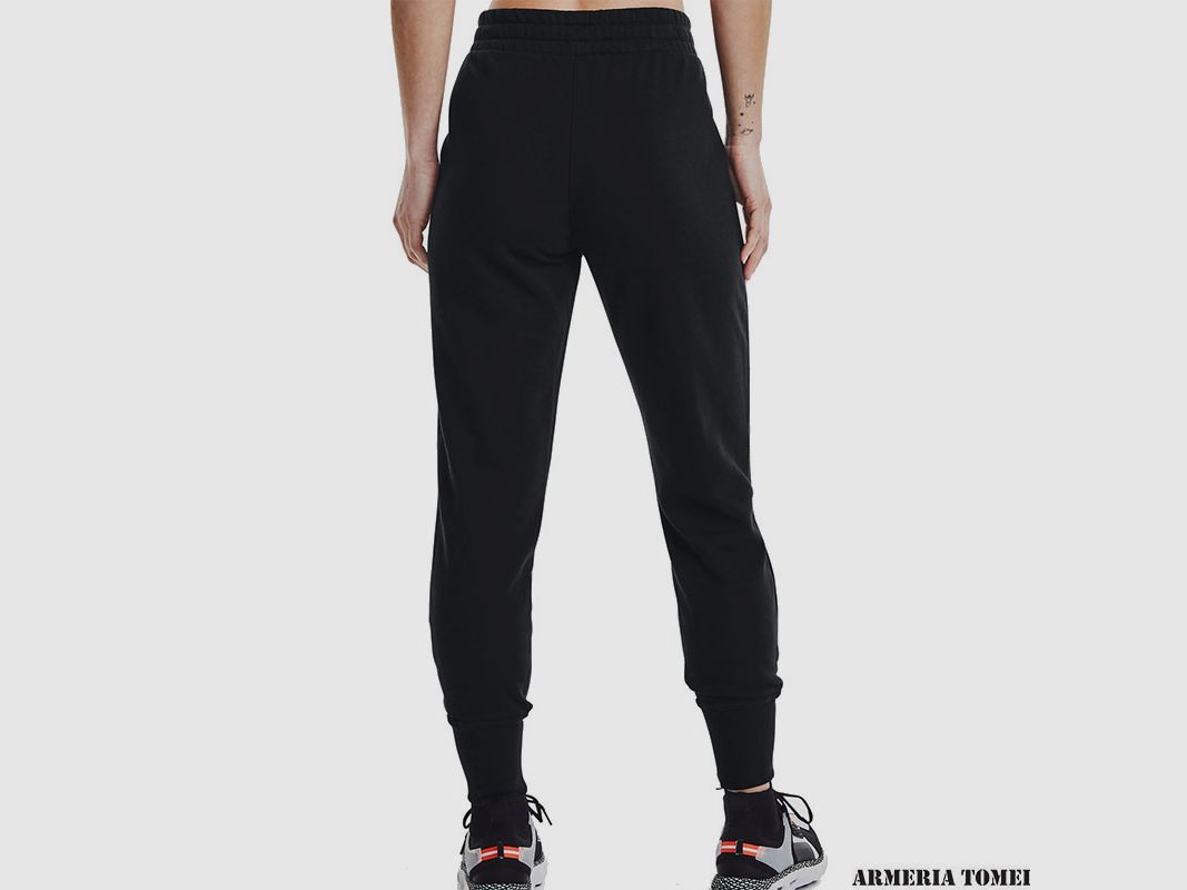 UNDER ARMOUR – DAMES – RIVAL FLEECE JOGGERS Zwart / Wit – 001, afbeelding 4 van 4