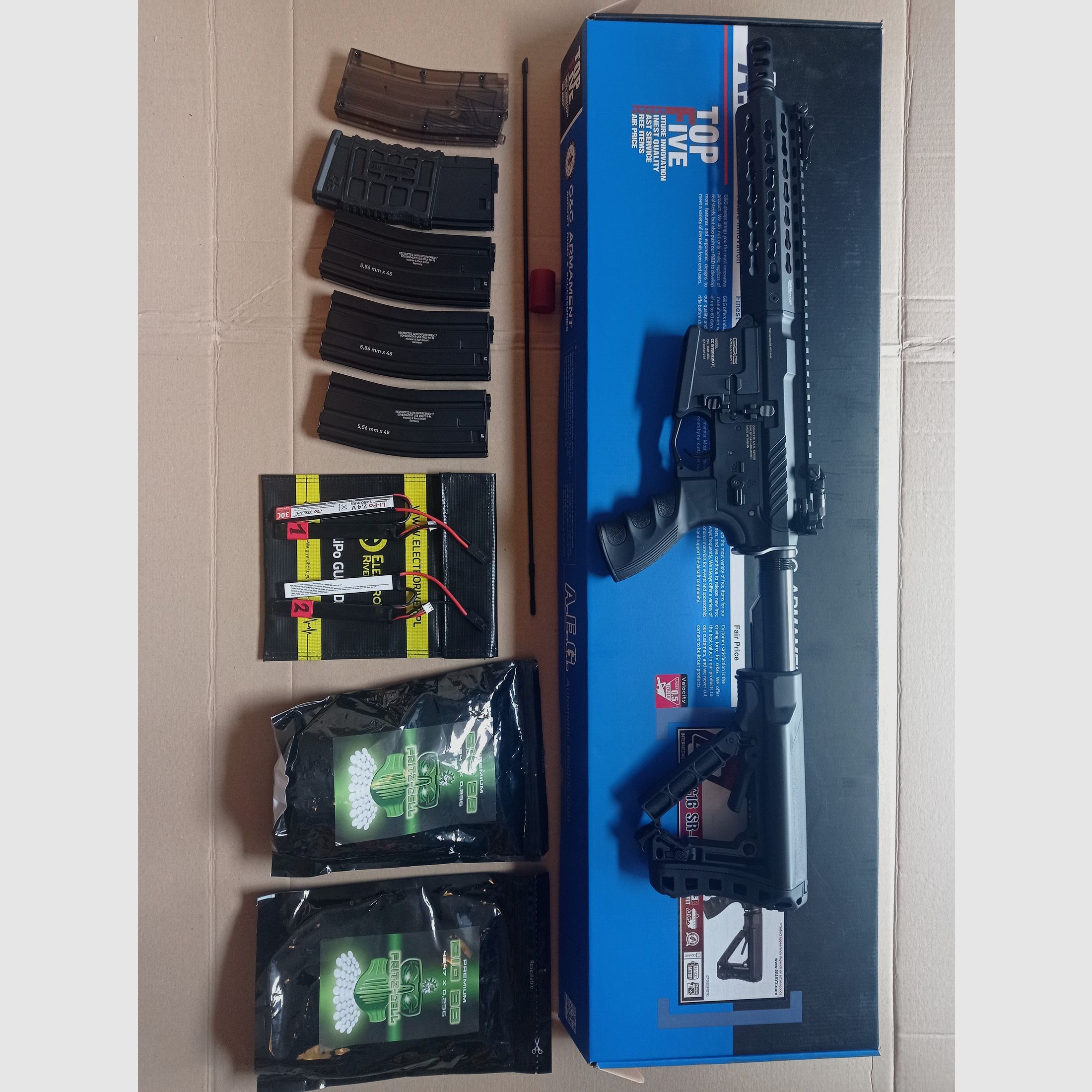 Airsoft AEG Gewehr G&G GC16 SR CQB 0,5J mit Zubehör