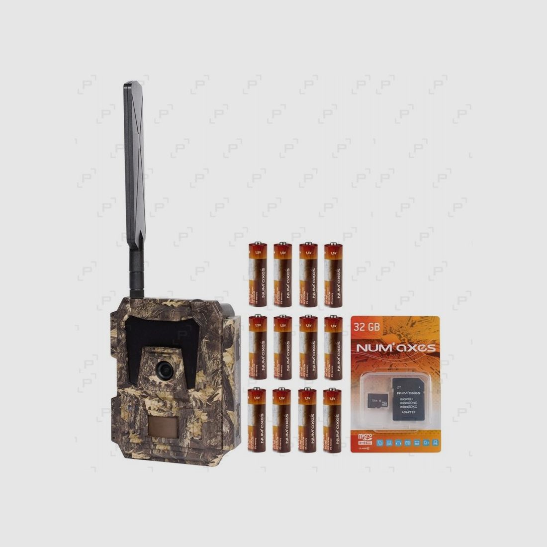 Pack piège photographique NUM’AXES PIE1046 camo avec 12 piles LR06 et carte Micro SD-HC fournies, image 1 sur 3