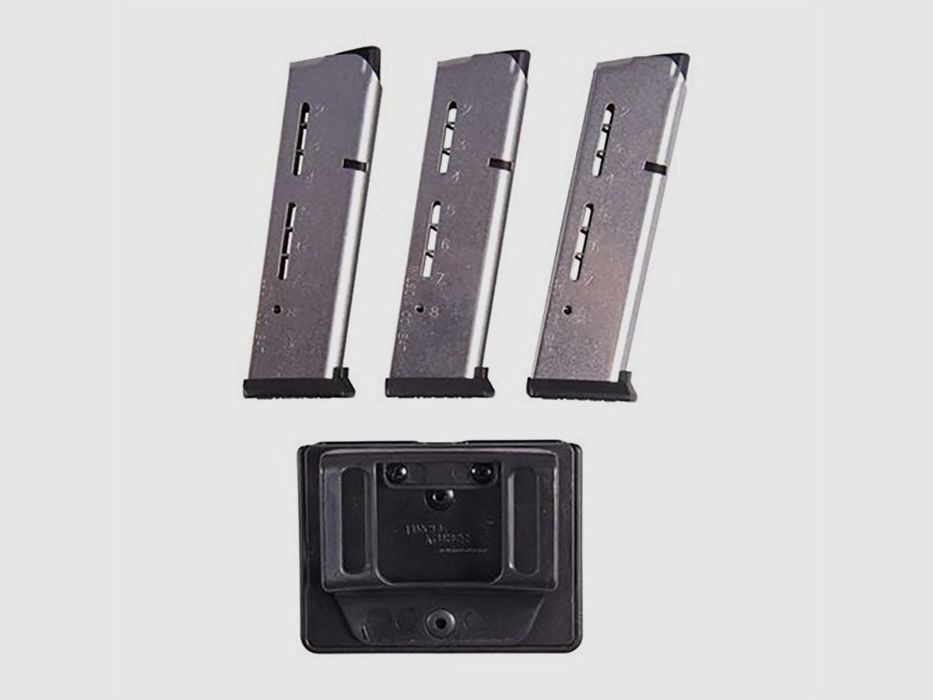 WILSON COMBAT GOVT .45 ACP 8-RD, SILVER, POLYMER BASE 3-PACK W/POUCH, image 5 of 6