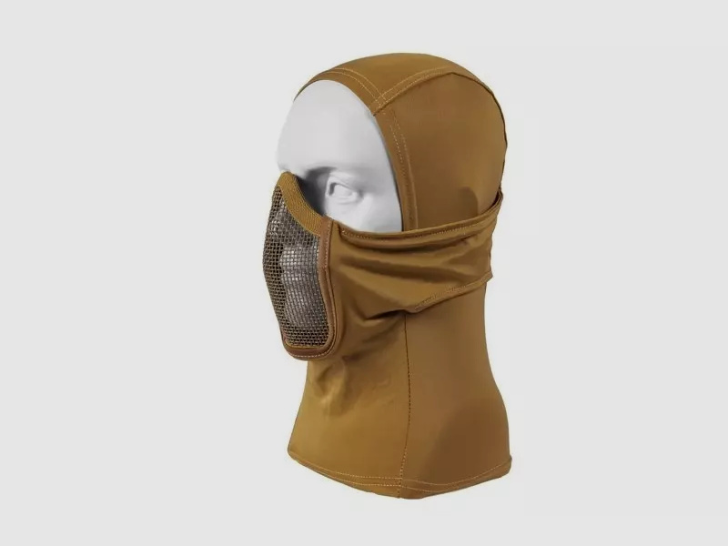GFT Thermoaktive Balaclava/Sturmhaube mit integrierter Stahlgeflecht-Gittermaske, (TAN)