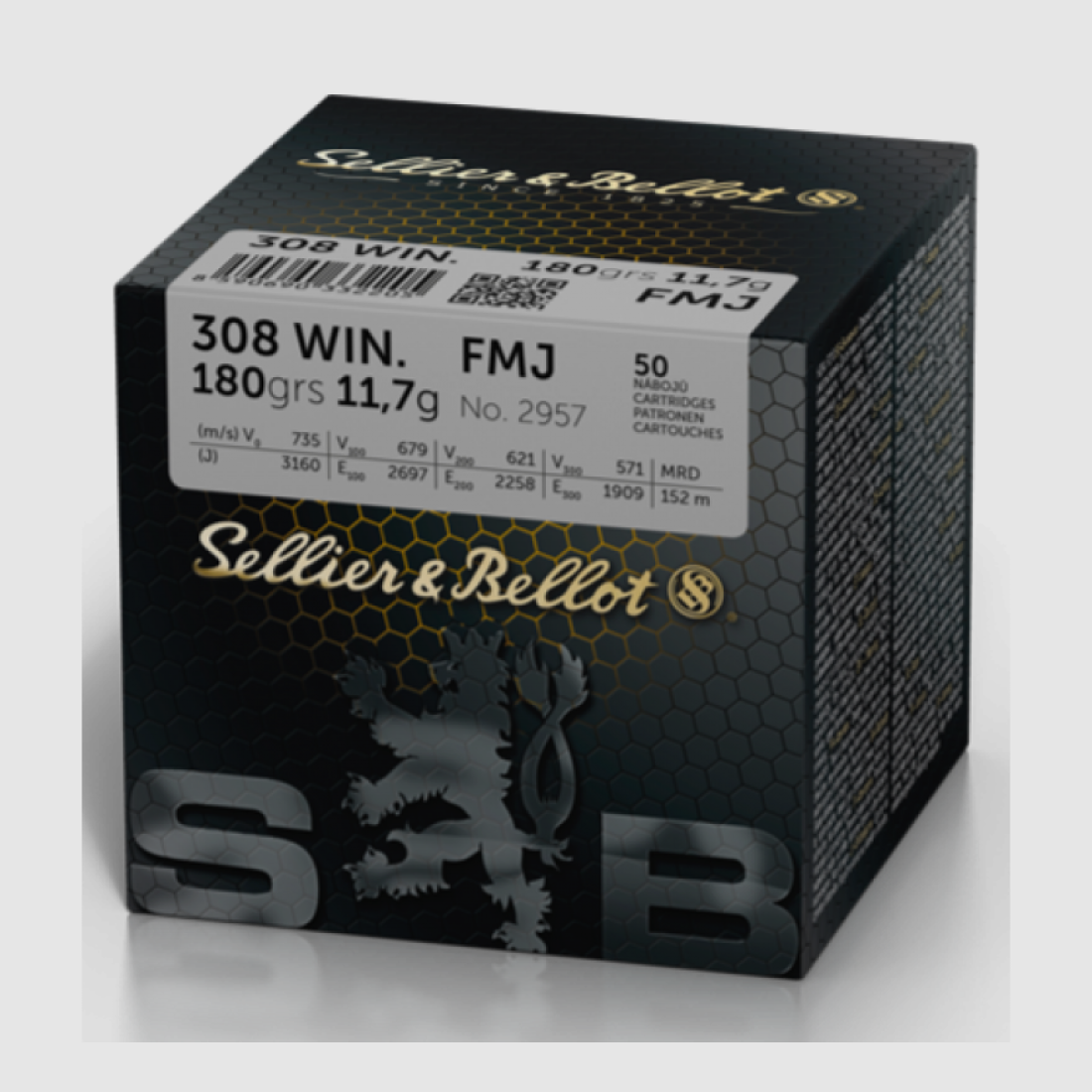 308 Winchester S&B FMJ 180gr VE50
