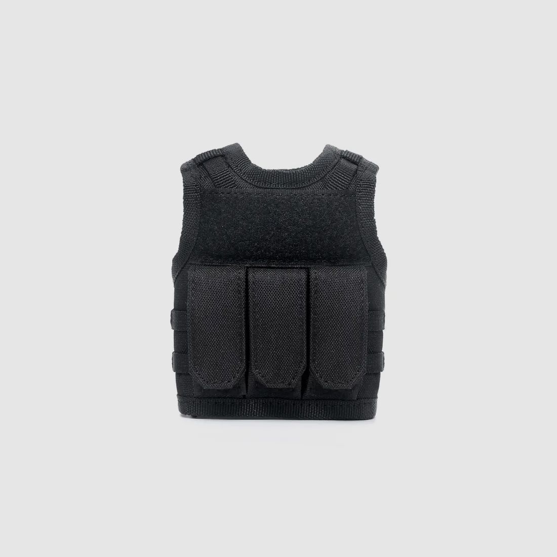 Mini tactical vest with front pockets for beer bottle / wine bottle / thermos bottle - black
