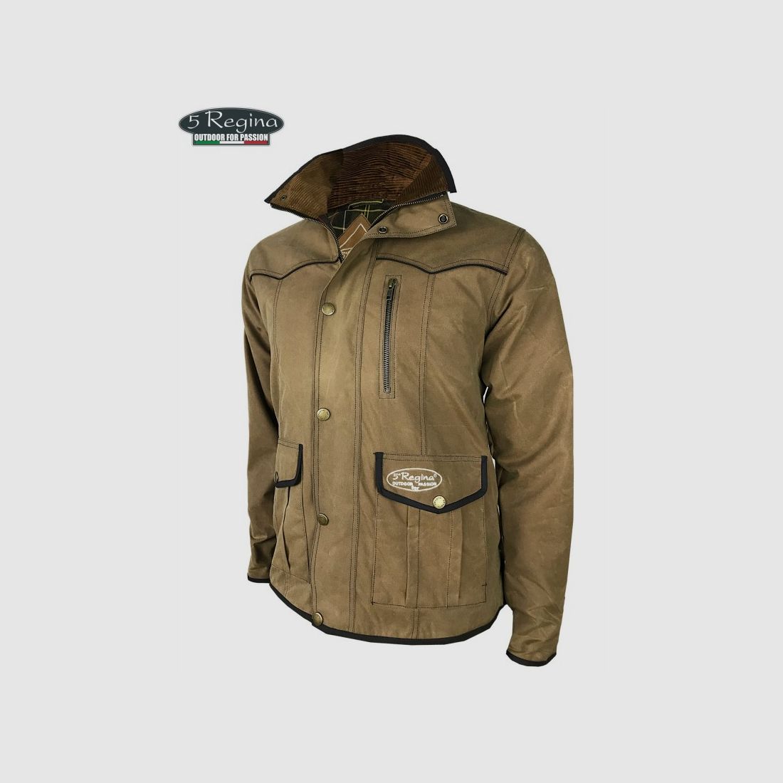 Giacca Quinta Regina Woodcock aus beige ölimprägniertem Baumwollstoff, Bild 1 von 7