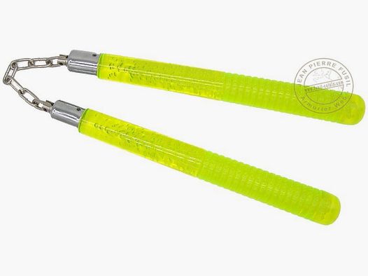 Nunchaku met ketting en acrylstokken - Fluorescerend Geel en bellen